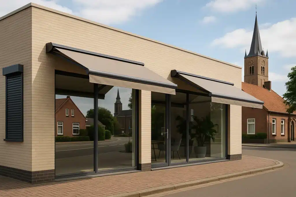 Op de foto zie je een impressie van een zonwering showroom in Deurne.
