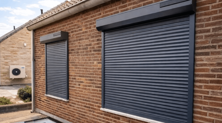 impressie van een antraciet solar rolluik met somfy motor in helmond