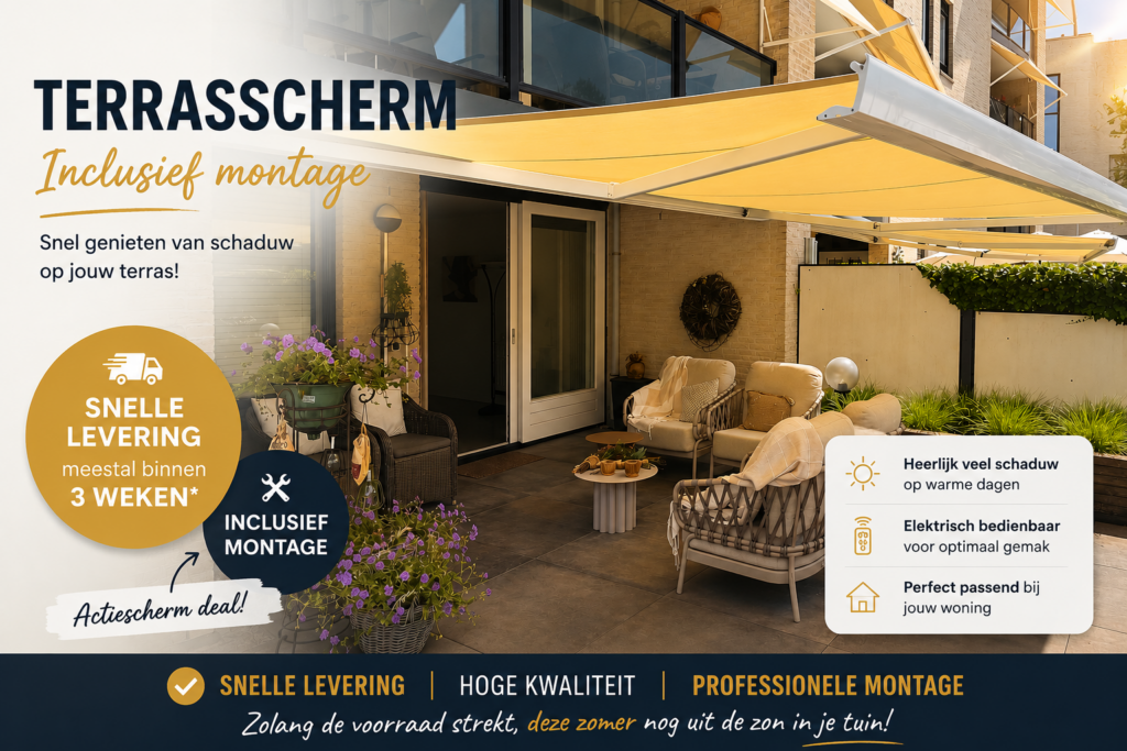 Op deze afbeelding is een actiescherm te zien en de informatie van een actiescherm aanbieding met snelle levering